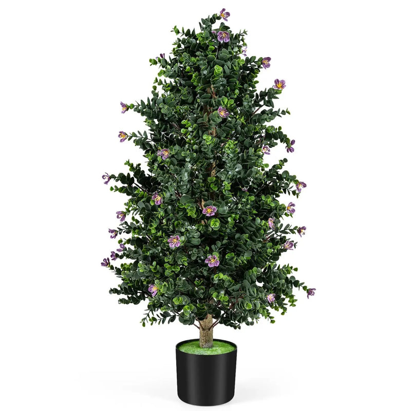 2 Pack Artificial Topiary Cone Tree Faux Potted Shrub Plant with 49 Flowers by DirectDeals