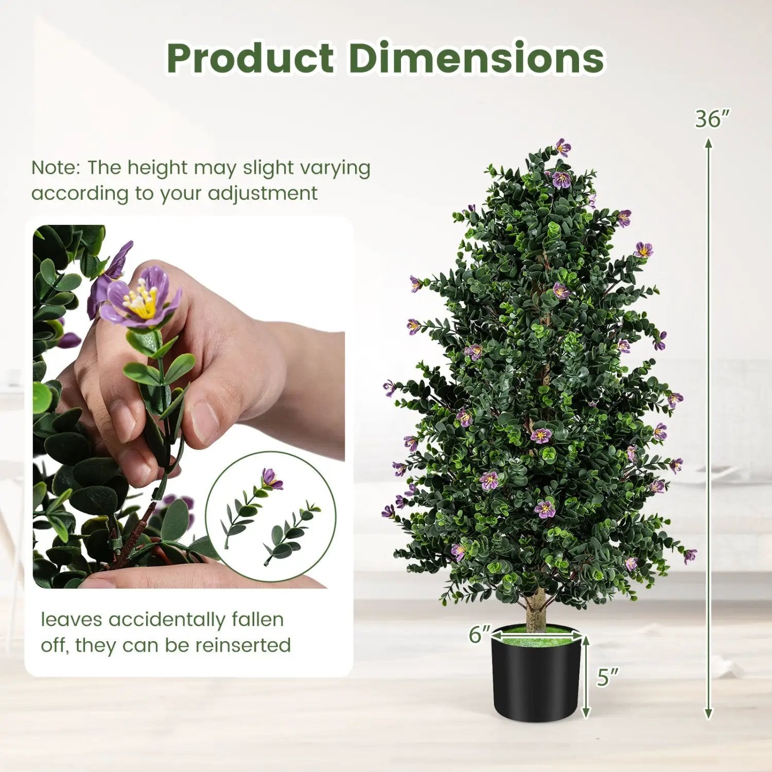 2 Pack Artificial Topiary Cone Tree Faux Potted Shrub Plant with 49 Flowers by DirectDeals