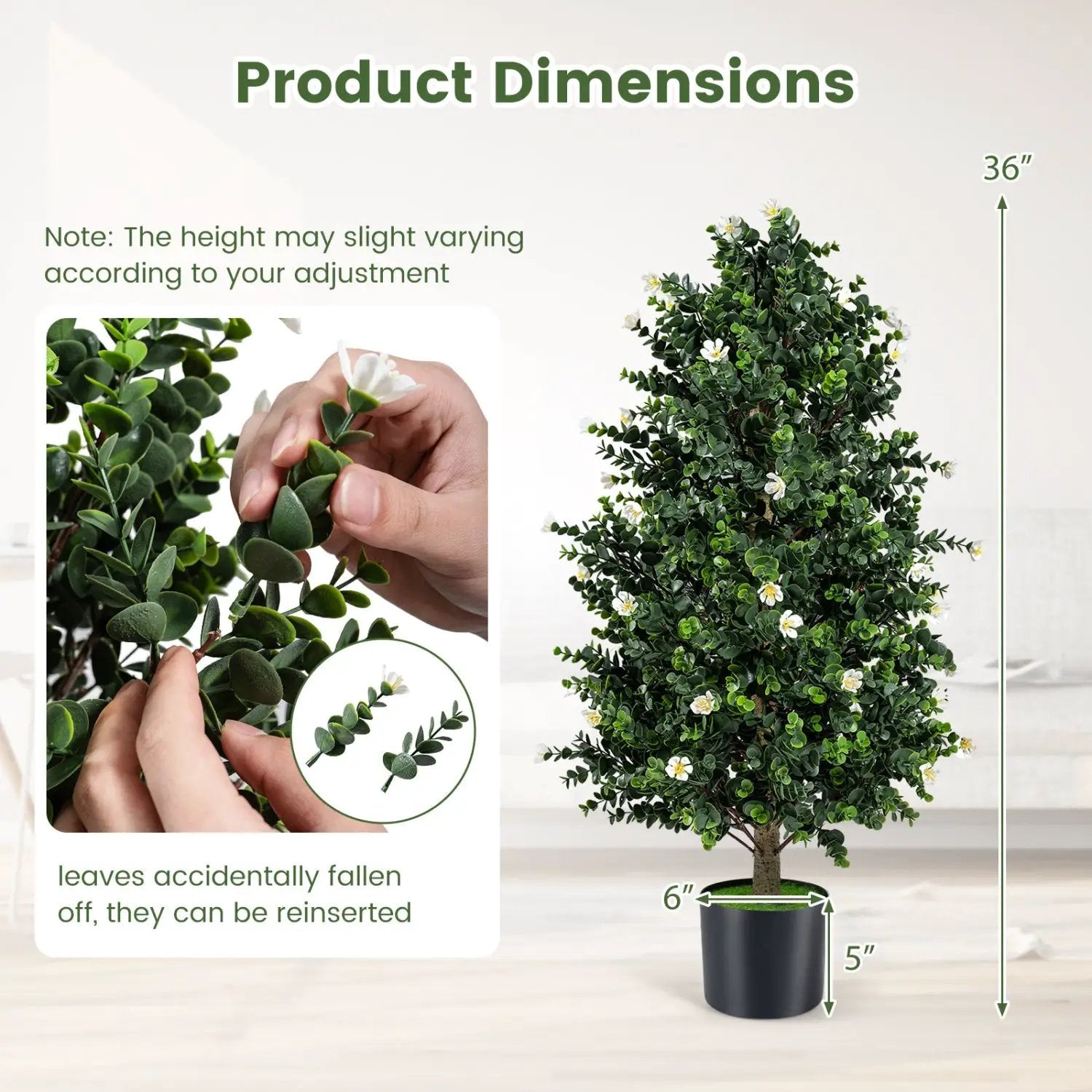 2 Pack Artificial Topiary Cone Tree Faux Potted Shrub Plant with 49 Flowers by DirectDeals