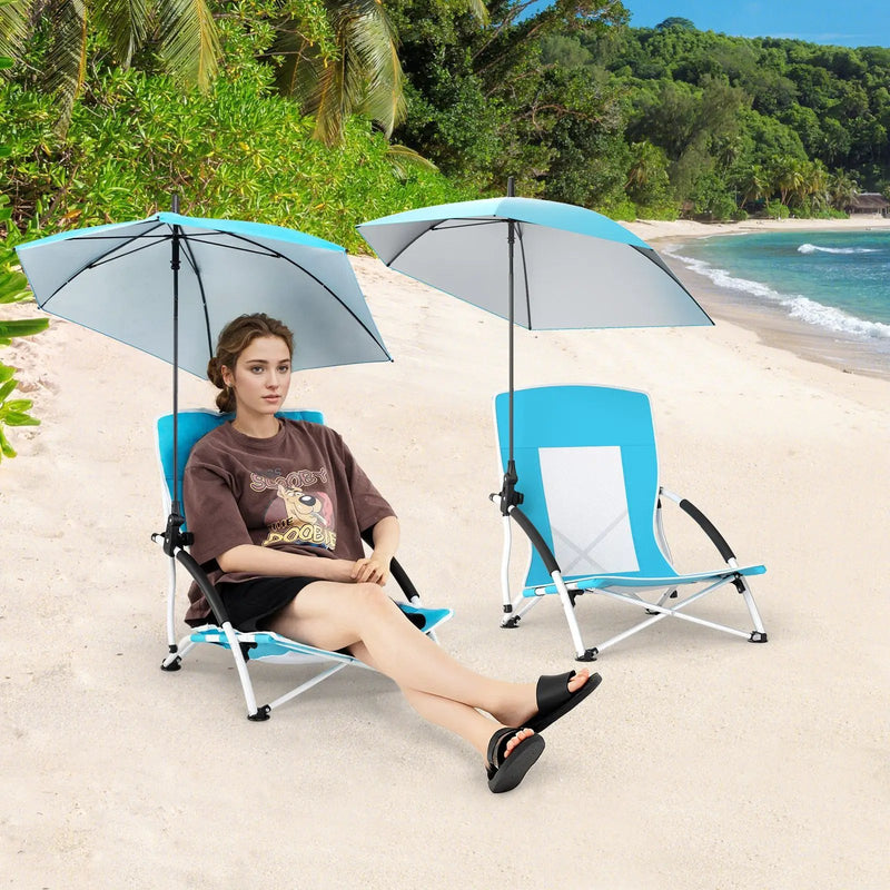 2 Pack Beach Umbrella Chair for Adults with Adjustable Parasol by DirectDeals