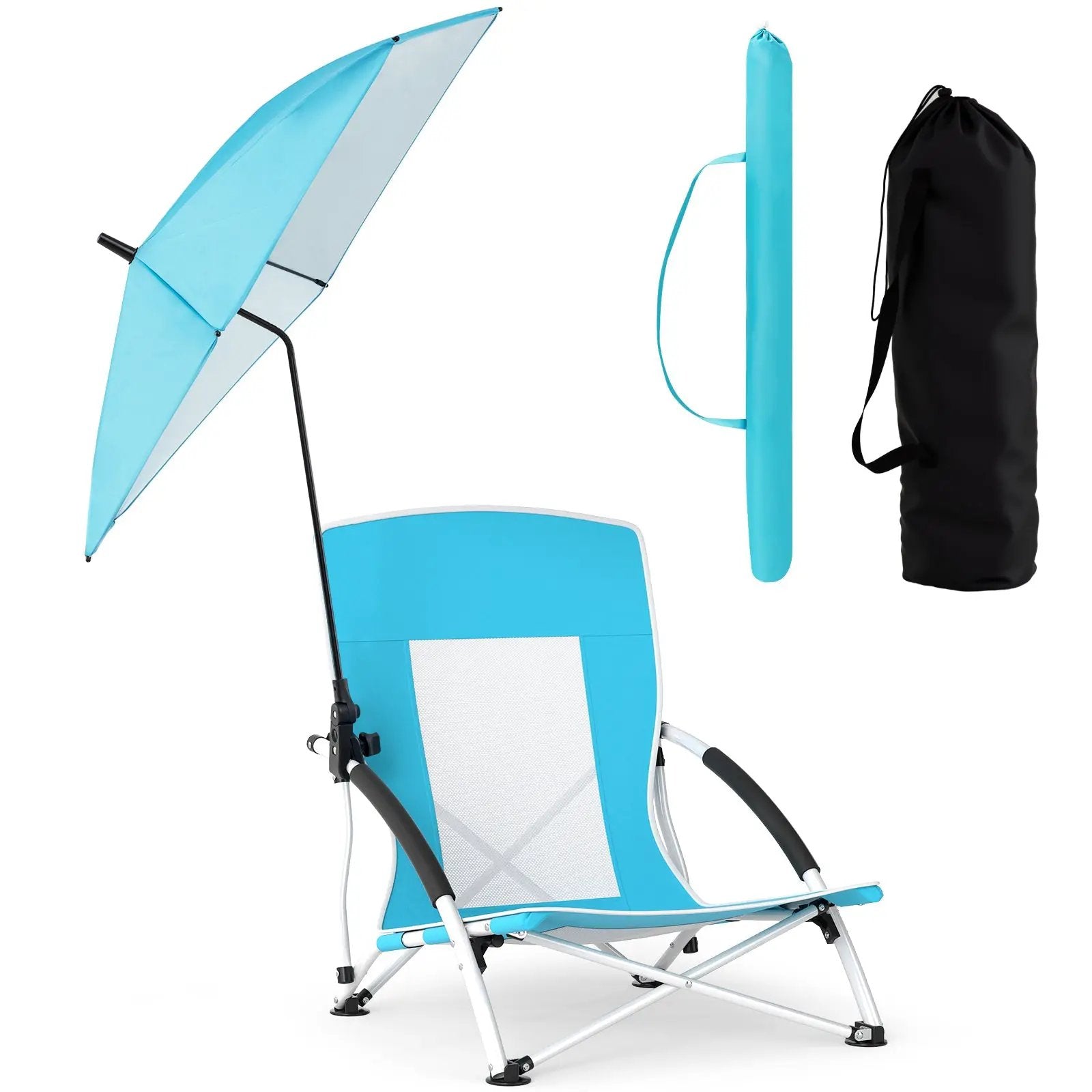 2 Pack Beach Umbrella Chair for Adults with Adjustable Parasol by DirectDeals