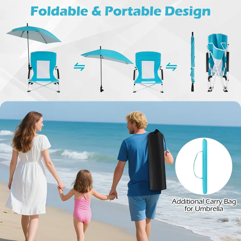 2 Pack Beach Umbrella Chair for Adults with Adjustable Parasol by DirectDeals