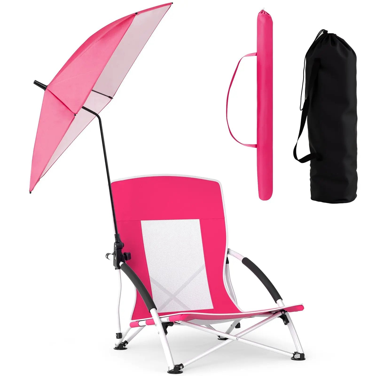 2 Pack Beach Umbrella Chair for Adults with Adjustable Parasol by DirectDeals