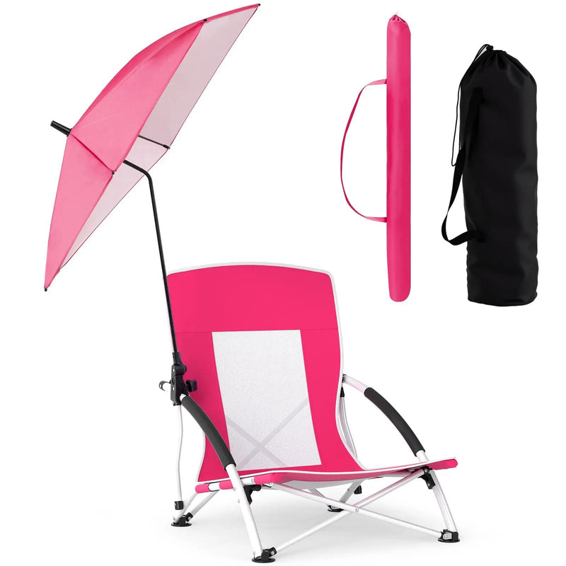 2 Pack Beach Umbrella Chair for Adults with Adjustable Parasol by DirectDeals