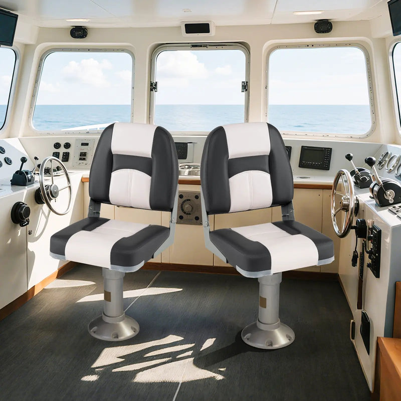 2-Pack Boat Seats with Thick Sponge Padding and Fixing Bolts-Gray by DirectDeals
