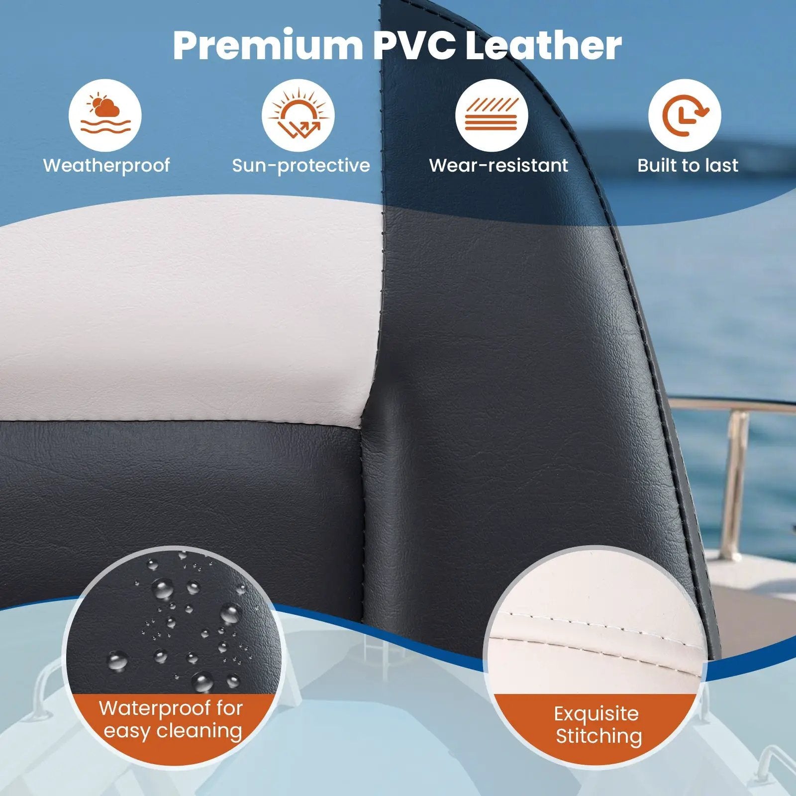 2-Pack Boat Seats with Thick Sponge Padding and Fixing Bolts-Gray by DirectDeals