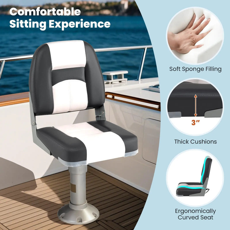 2-Pack Boat Seats with Thick Sponge Padding and Fixing Bolts-Gray by DirectDeals