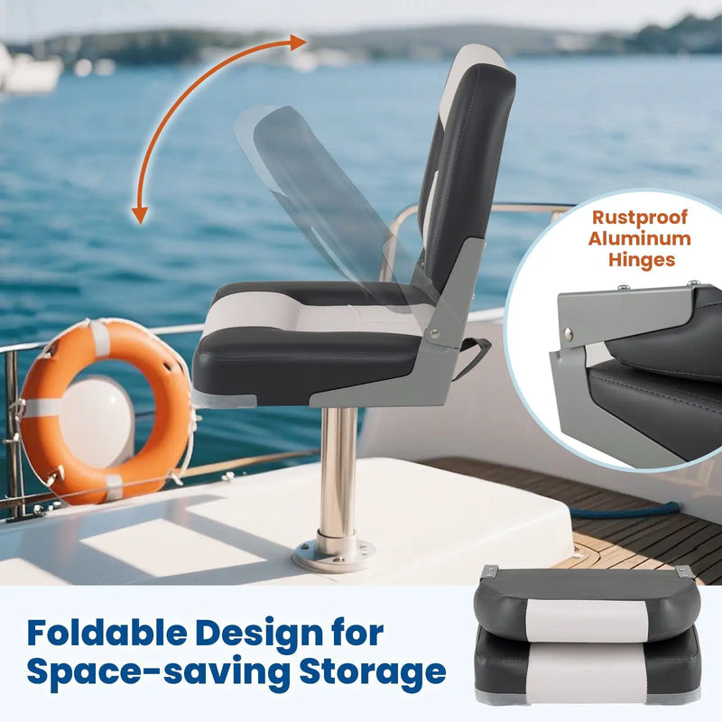 2-Pack Boat Seats with Thick Sponge Padding and Fixing Bolts-Gray by DirectDeals