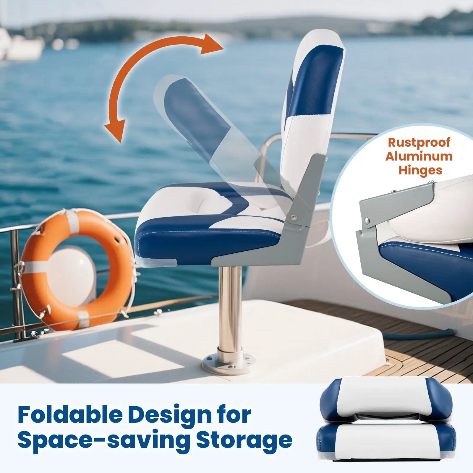 2-Pack Boat Seats with Fixing Bolts and Hinges by DirectDeals