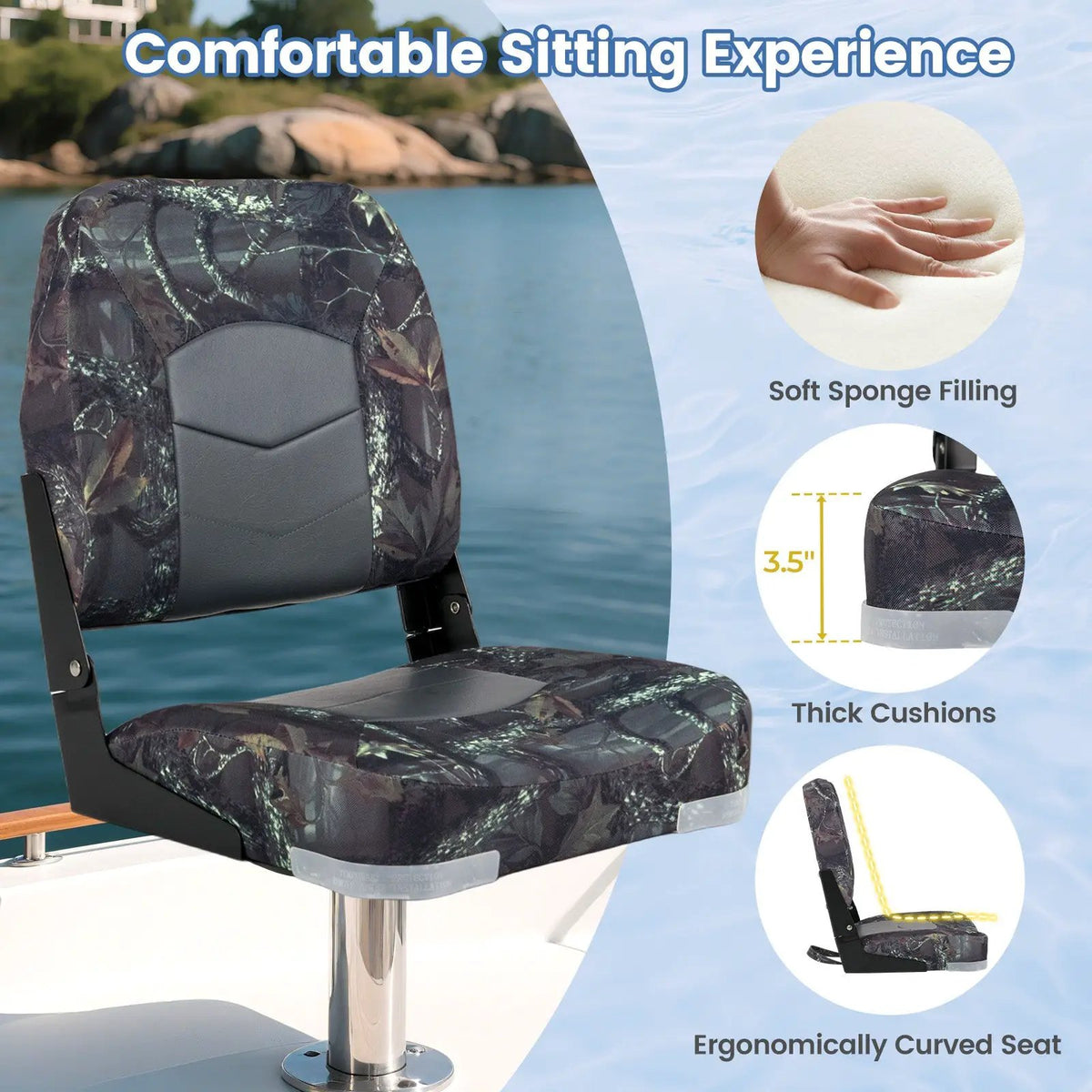 2-Pack Boat Seats with Thick Sponge Padding, photo 13 of 16