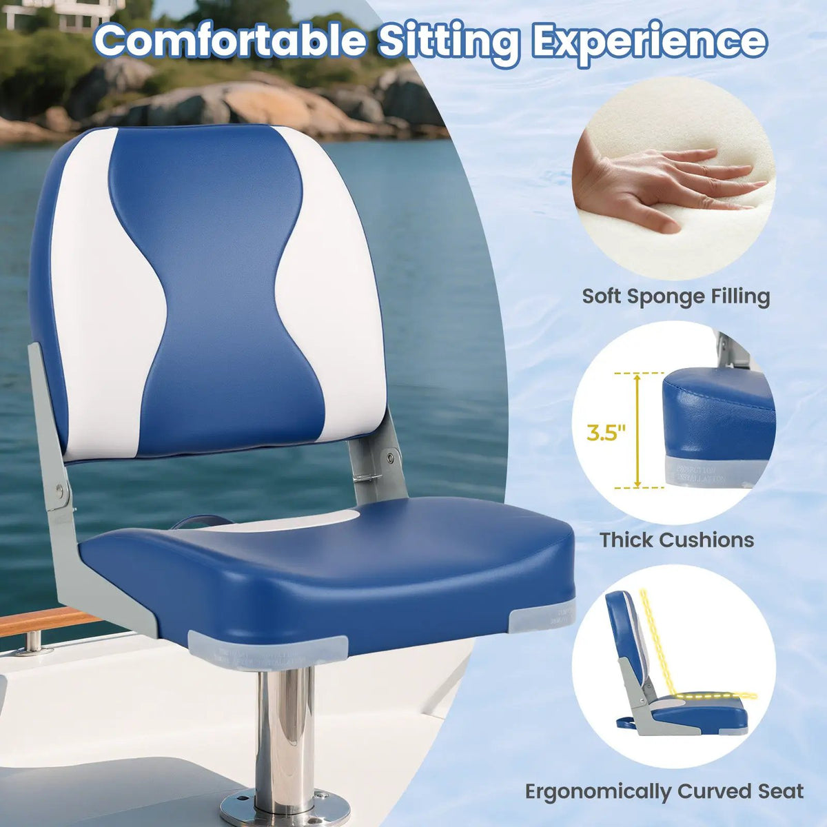 2-Pack Boat Seats with Thick Sponge Padding, photo 14 of 16