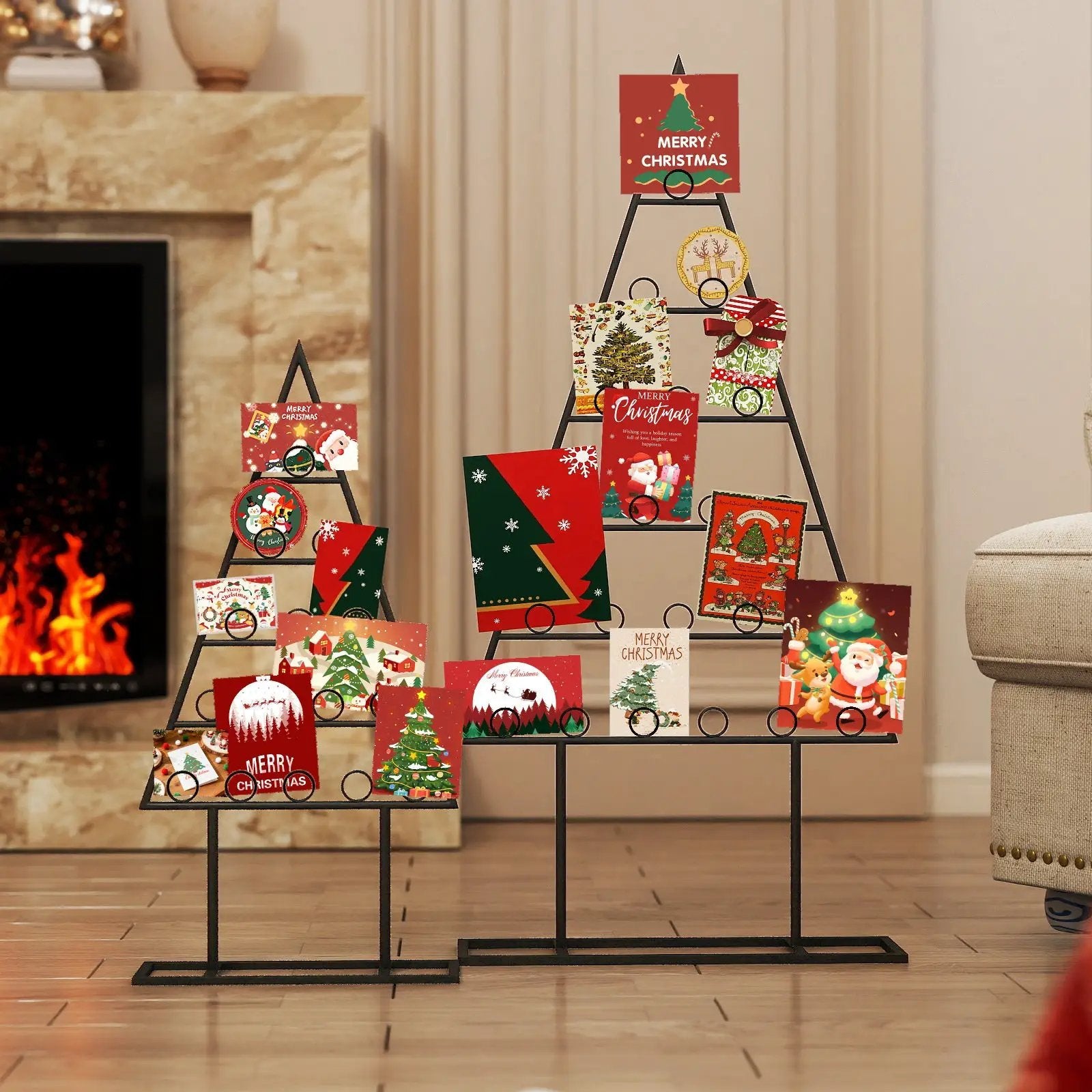 2 Pack Christmas Tree Photo Holder with 36 Round Clips and Metal Hanging Rack-Black by DirectDeals