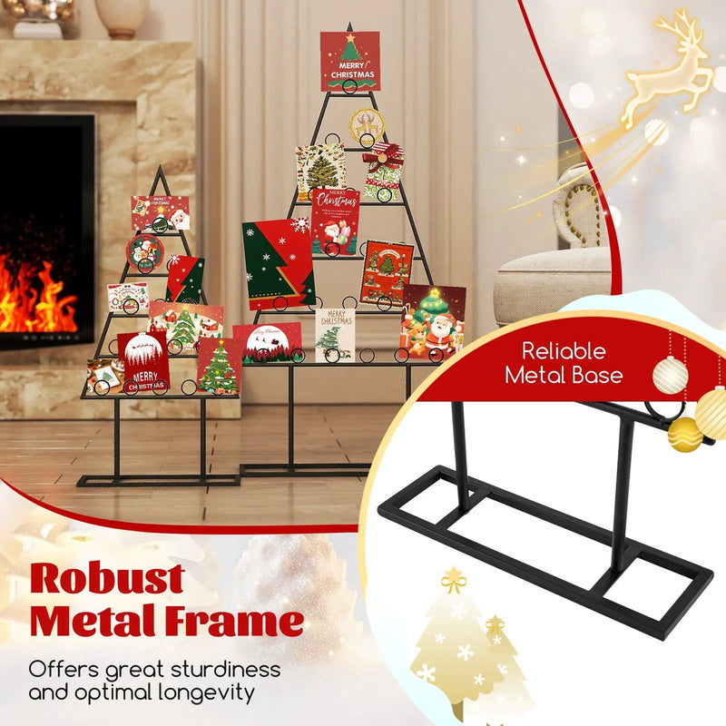 2 Pack Christmas Tree Photo Holder with 36 Round Clips and Metal Hanging Rack-Black by DirectDeals