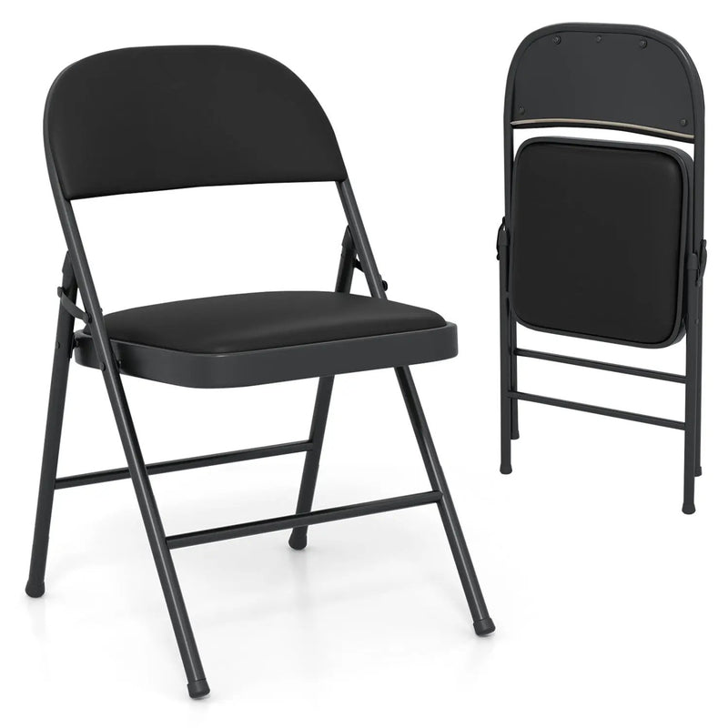 Folding Conference Chairs 4-Pack with Padded Seats - Black by DirectDeals