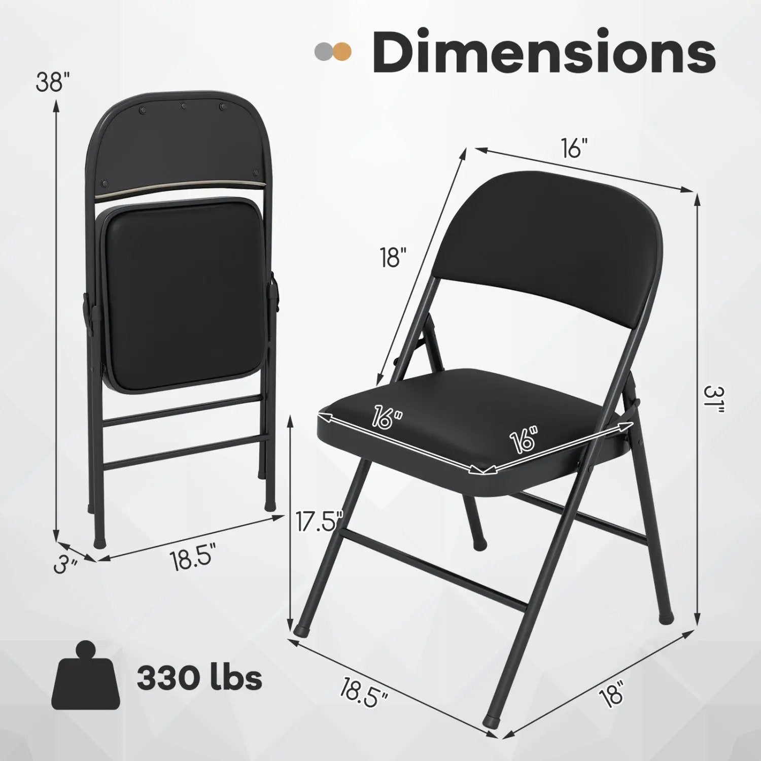 Folding Conference Chairs 4-Pack with Padded Seats - Black by DirectDeals