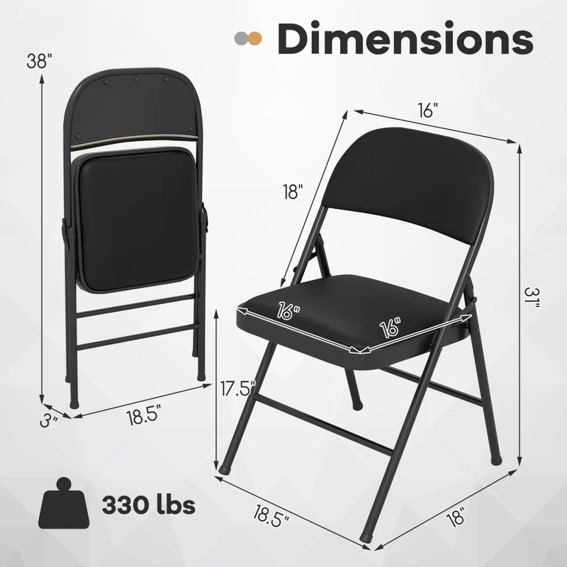 Folding Conference Chairs 4-Pack with Padded Seats - Black by DirectDeals