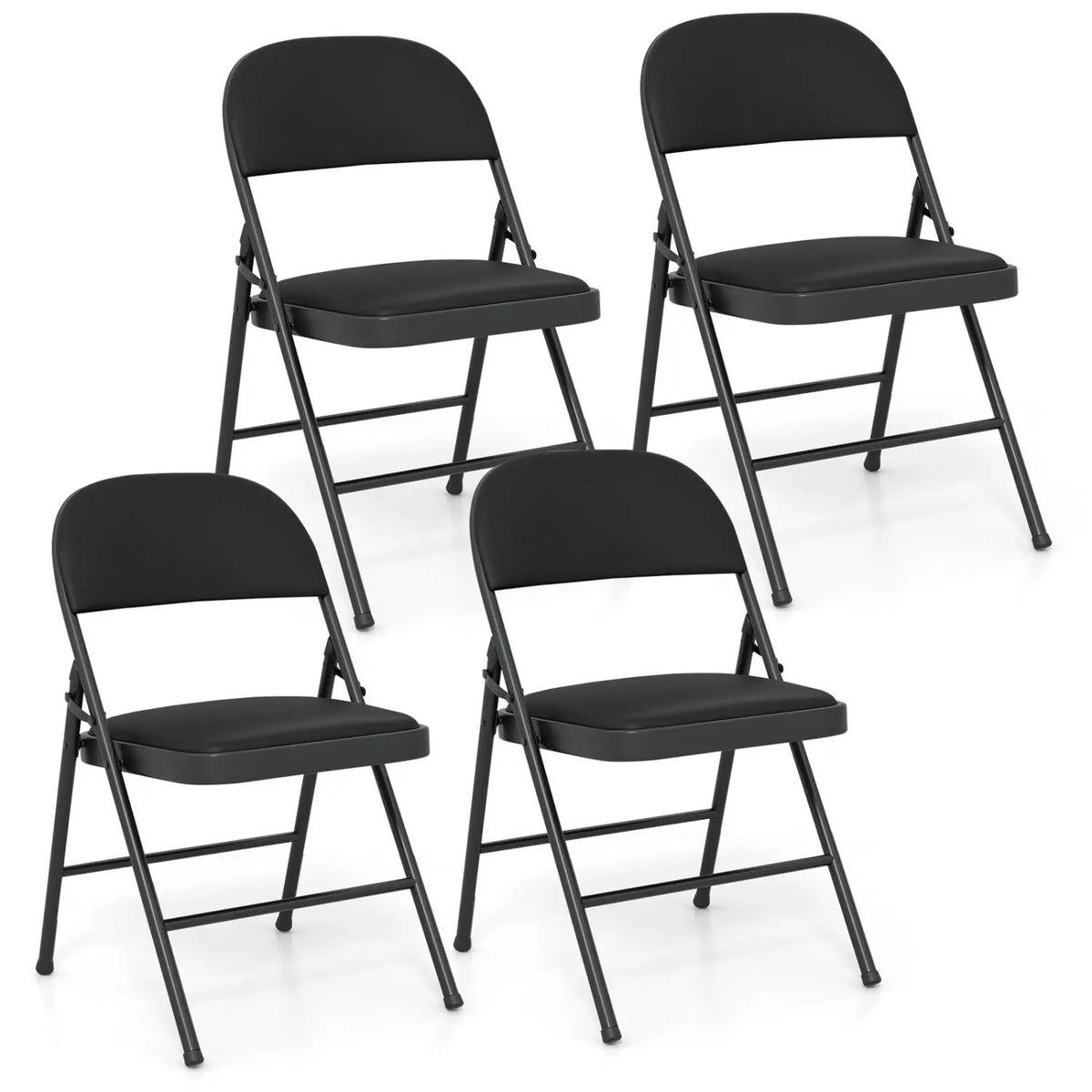 Folding Conference Chairs 4-Pack with Padded Seats - Black by DirectDeals