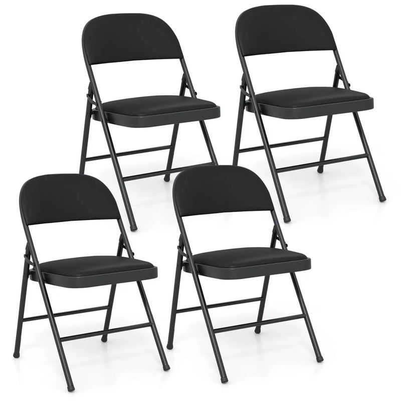 Folding Conference Chairs 4-Pack with Padded Seats - Black by DirectDeals
