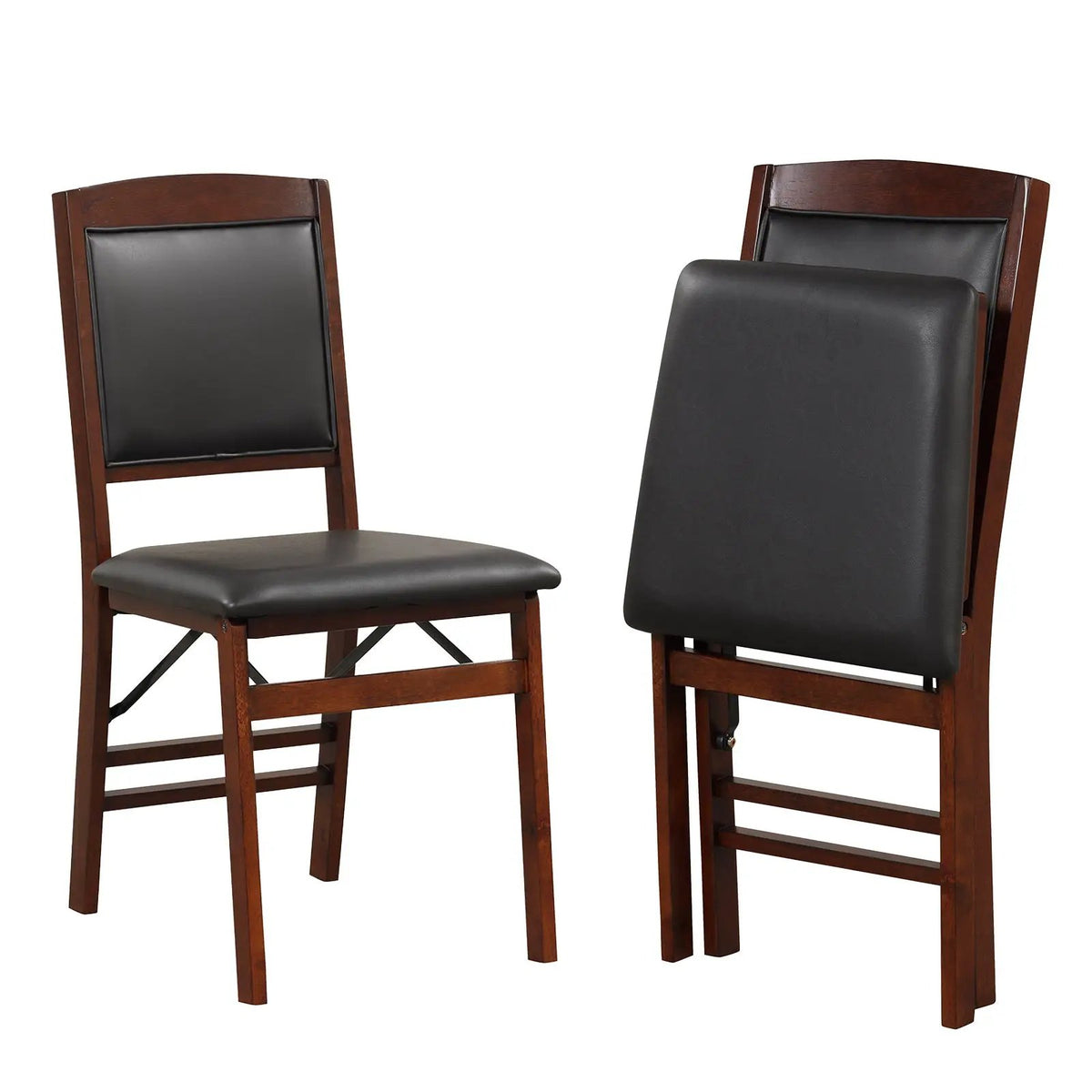 Set of 2 Folding Dining Chairs with Padded Seat and High Backrest-Brown, photo 3 of 10
