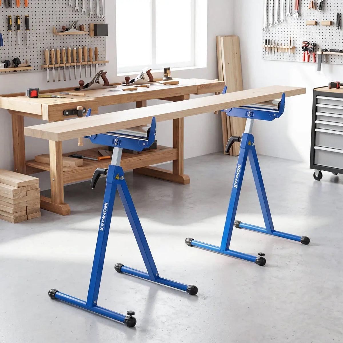 2-Pack Folding Roller Stands Portable Outfeed Supports with Adjustable Height, photo 11 of 24