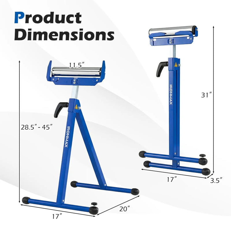 2-Pack Folding Roller Stands Portable Outfeed Supports with Adjustable Height by DirectDeals