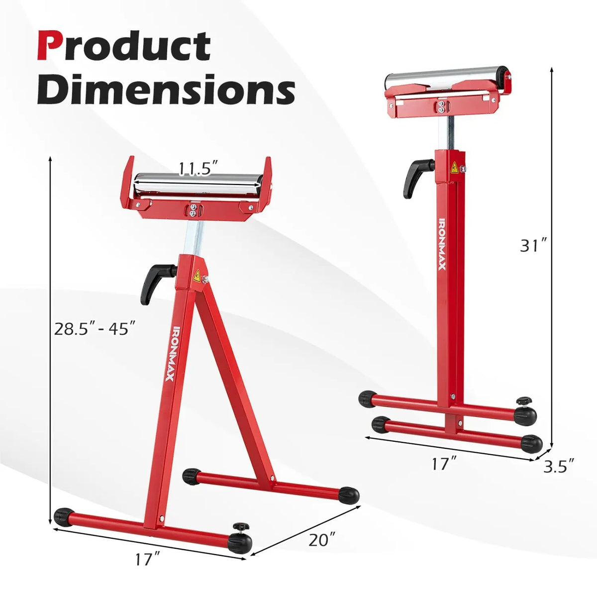 2-Pack Folding Roller Stands Portable Outfeed Supports with Adjustable Height, photo 20 of 24