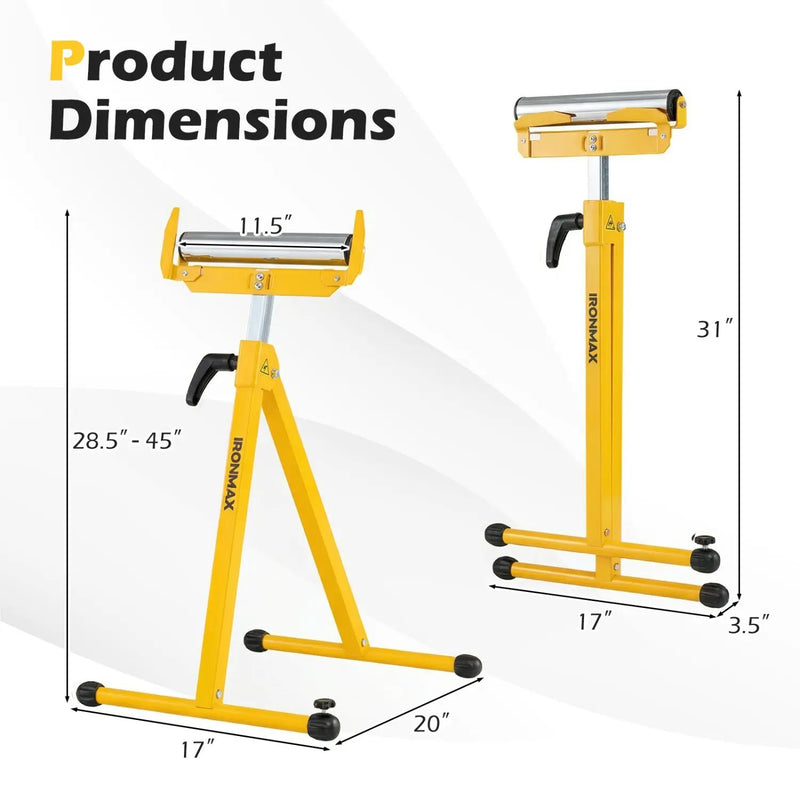 2-Pack Folding Roller Stands Portable Outfeed Supports with Adjustable Height by DirectDeals
