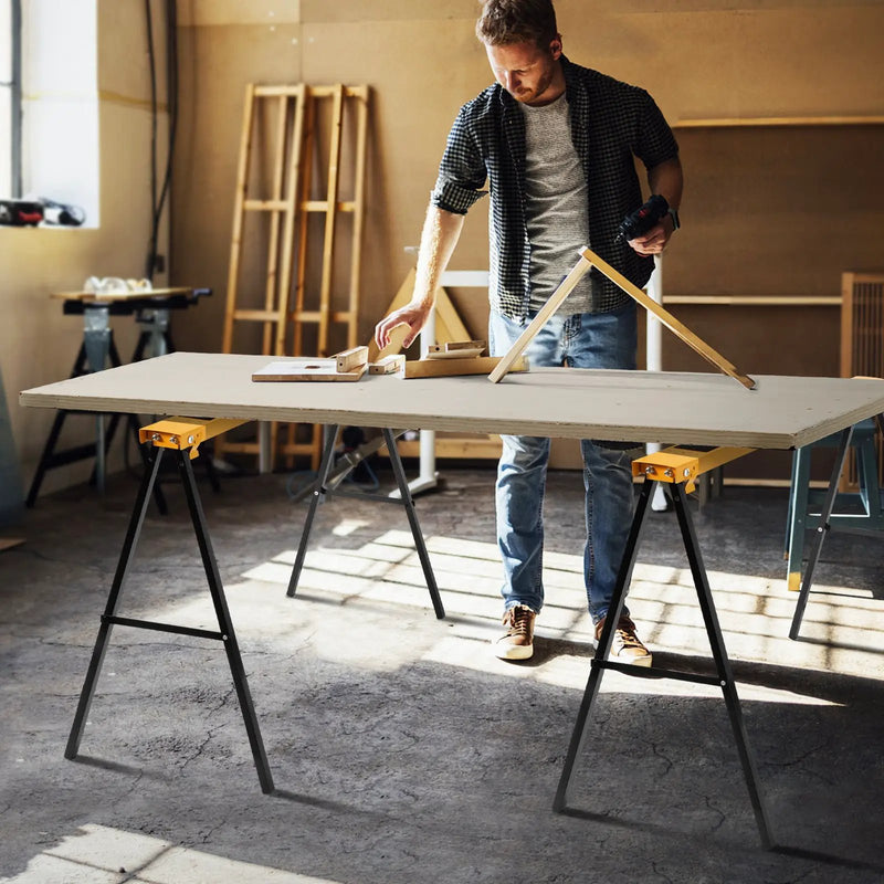 2 Pack Heavy Duty Sawhorse with Steel Folding Legs by DirectDeals