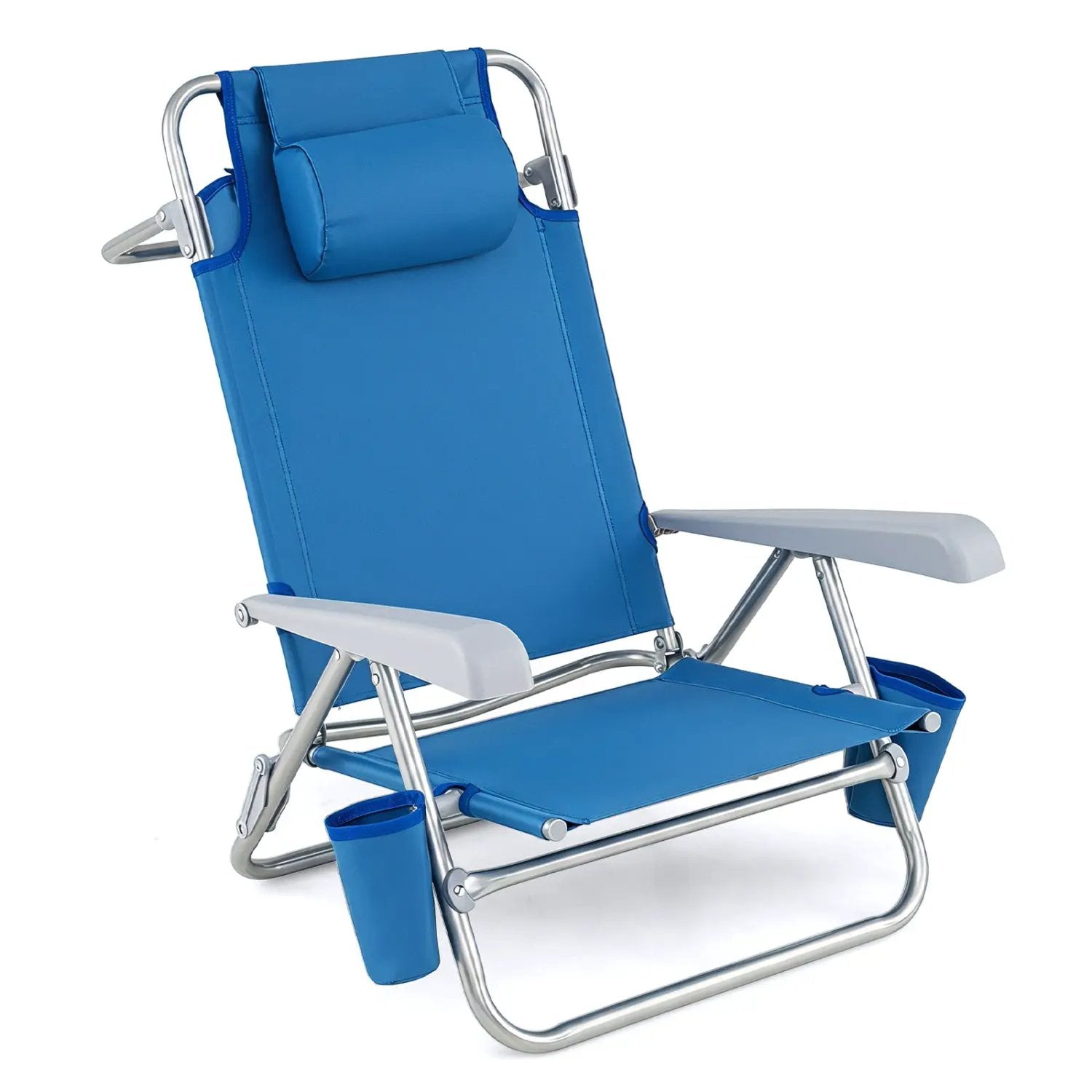 Folding Beach Chair with 7-Position Backrest & Cooler Bag by DirectDeals