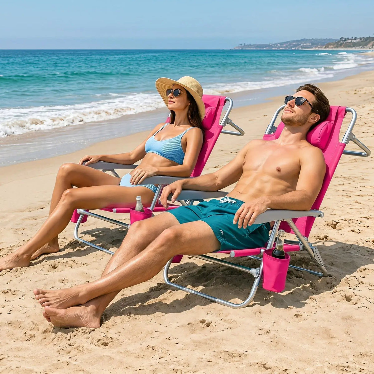 Folding Beach Chair with 7-Position Backrest & Cooler Bag, photo 11 of 18