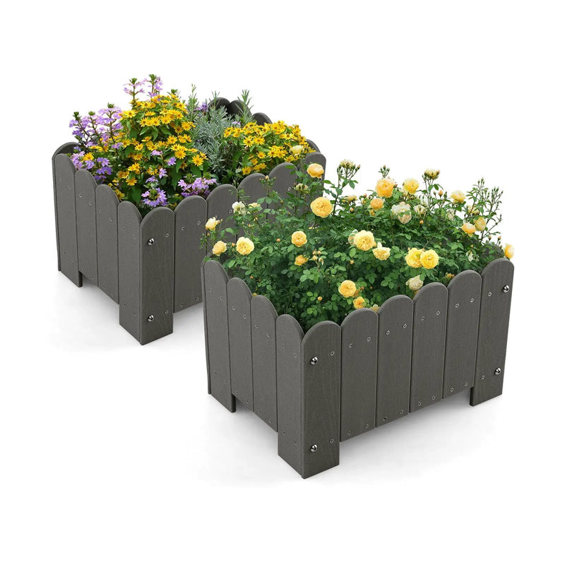 2 Pack Rectangular Planter Box with Drainage Gaps for Front Porch Garden Balcony by DirectDeals