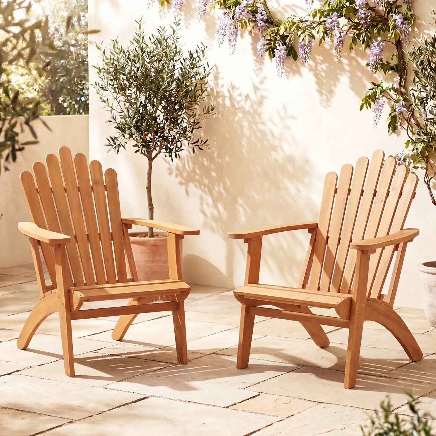 Stackable Adirondack Chairs - Solid Acacia Wood (2-Pack) by DirectDeals