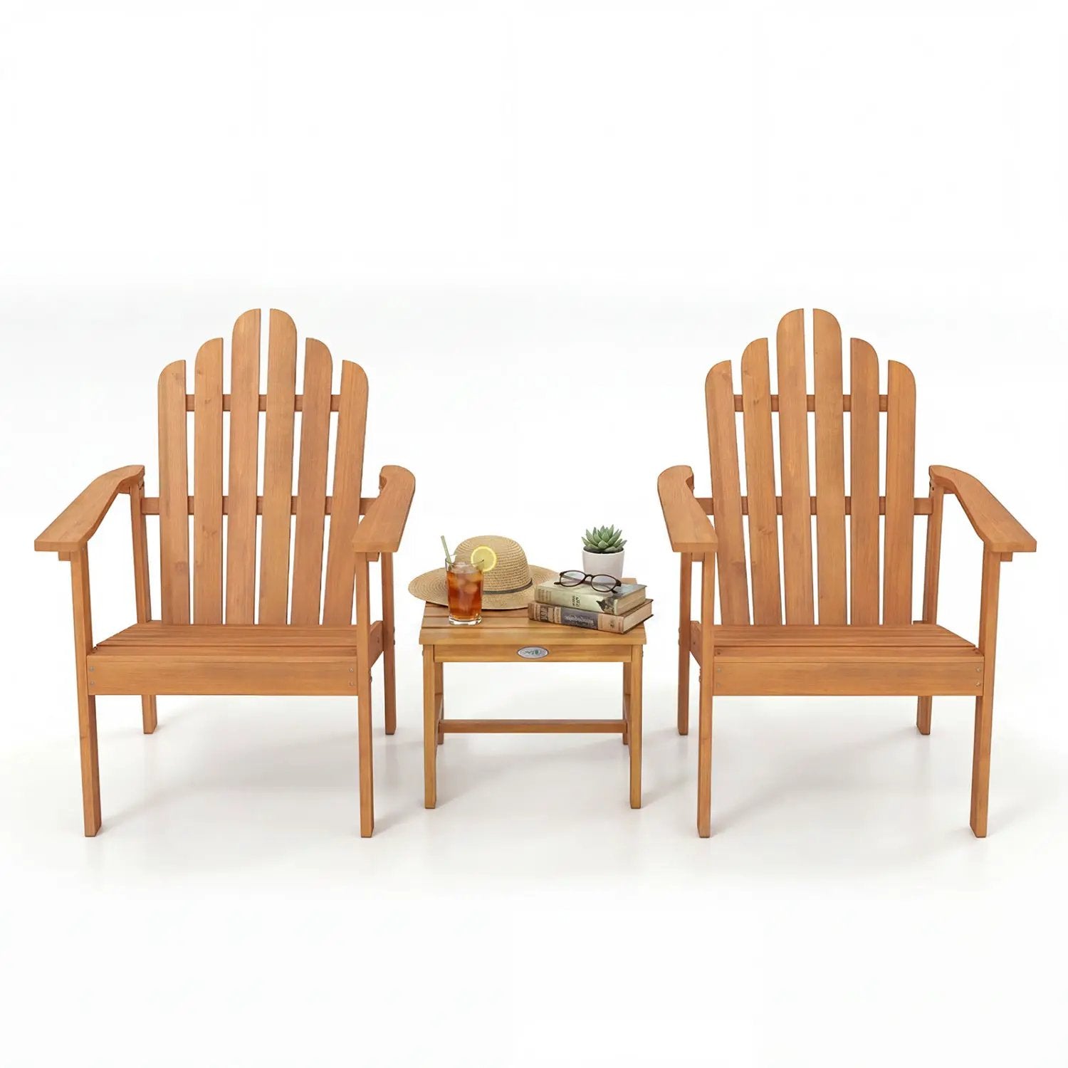 Stackable Adirondack Chairs - Solid Acacia Wood (2-Pack) by DirectDeals