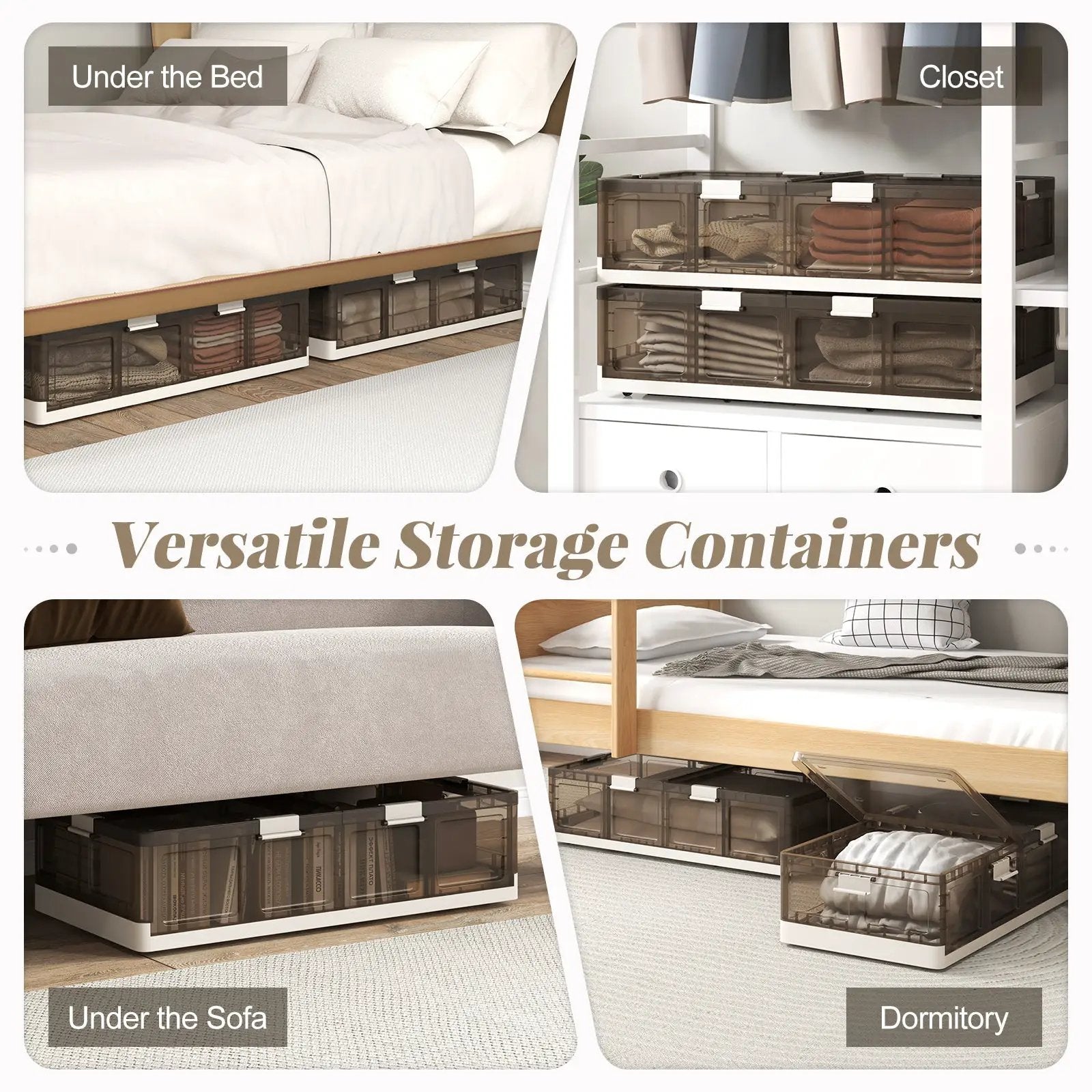 2 Pack Stackable Storage Containers Rolling Plastic Storage Bins by DirectDeals