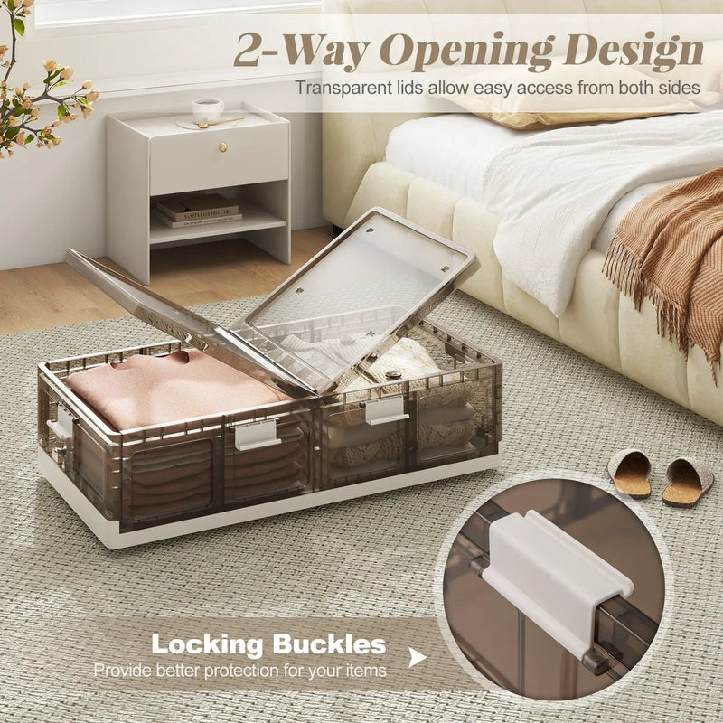2 Pack Stackable Storage Containers Rolling Plastic Storage Bins by DirectDeals