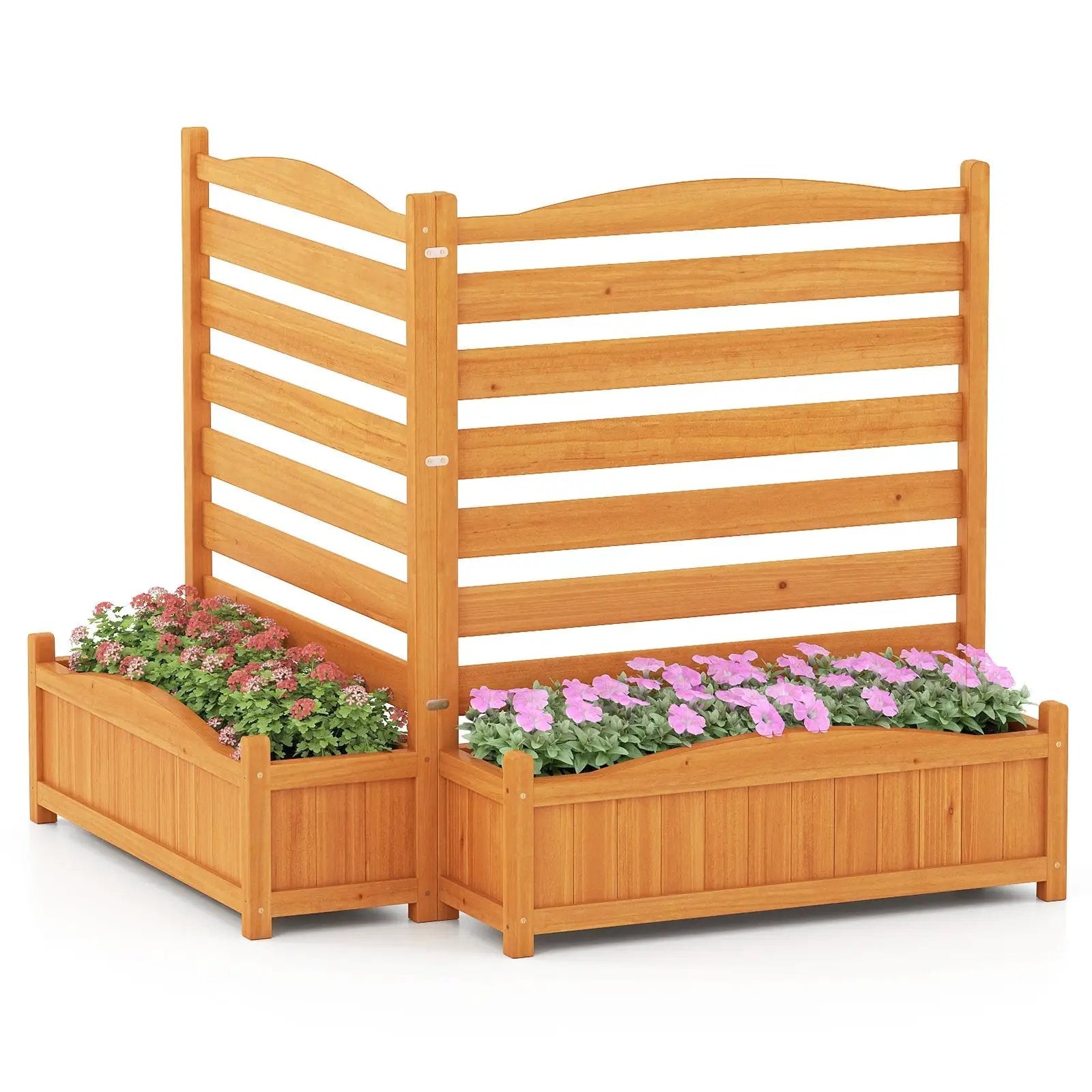 2-Panel Freestanding Outdoor Wood Privacy Screen-Yellow by DirectDeals