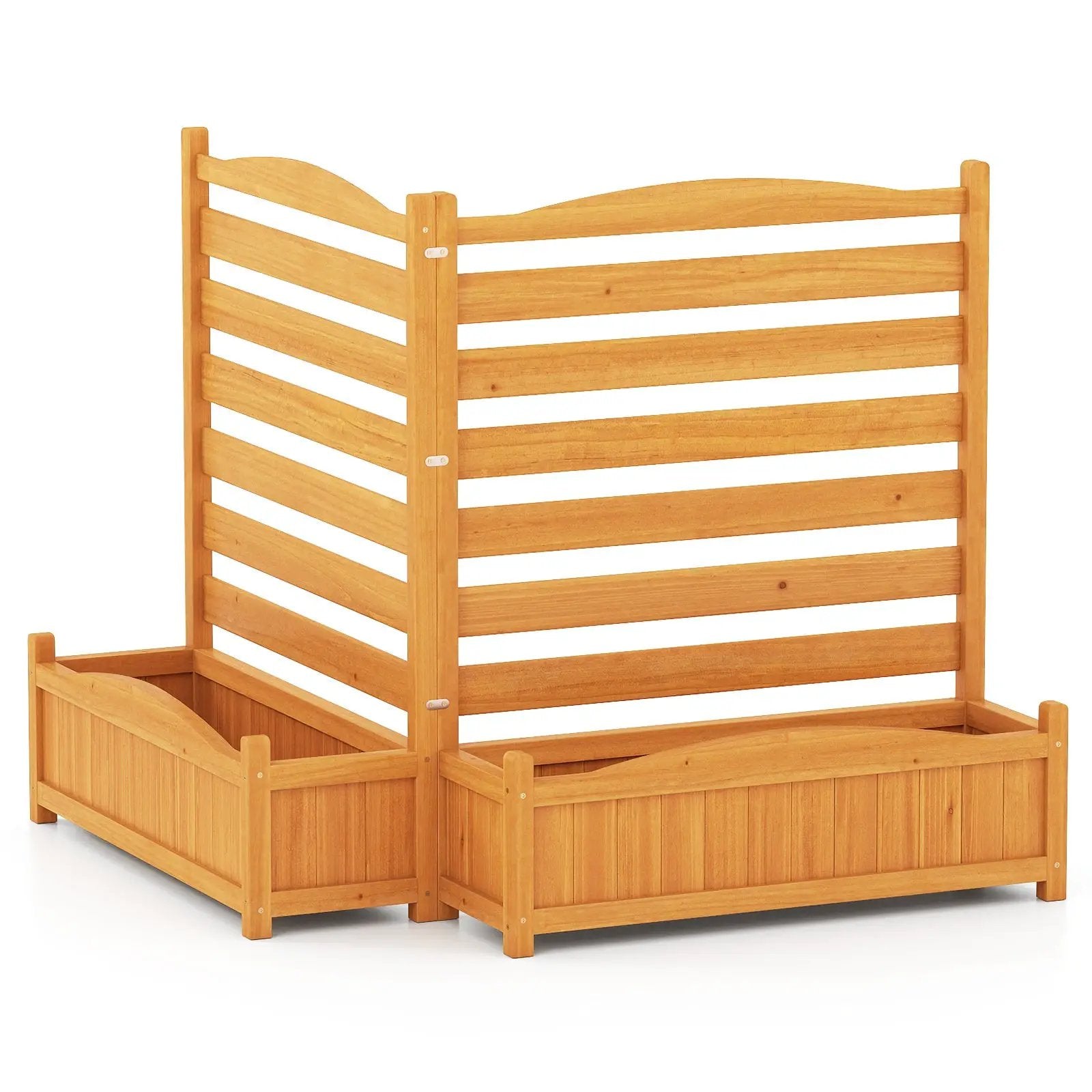 2-Panel Freestanding Outdoor Wood Privacy Screen-Yellow by DirectDeals