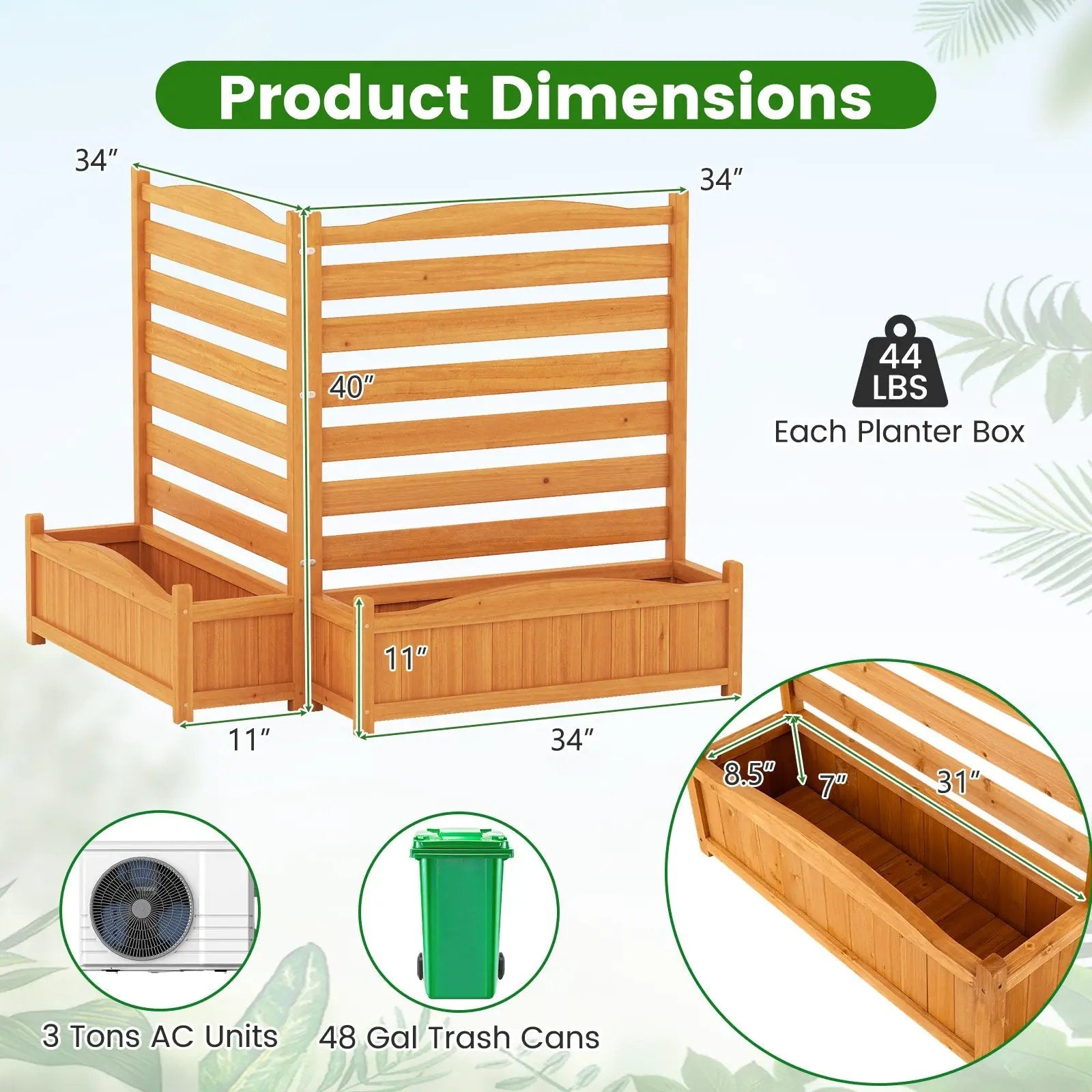 2-Panel Freestanding Outdoor Wood Privacy Screen-Yellow by DirectDeals