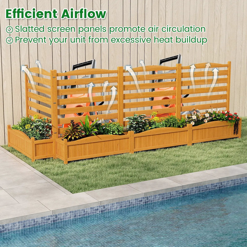 2-Panel Freestanding Outdoor Wood Privacy Screen-Yellow by DirectDeals