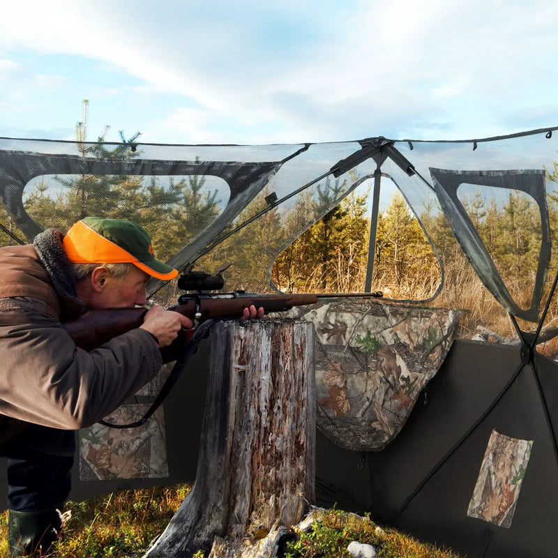 2-Panel Hunting Ground Blind Pop Up Fence with 3 Shoot Through Ports by DirectDeals