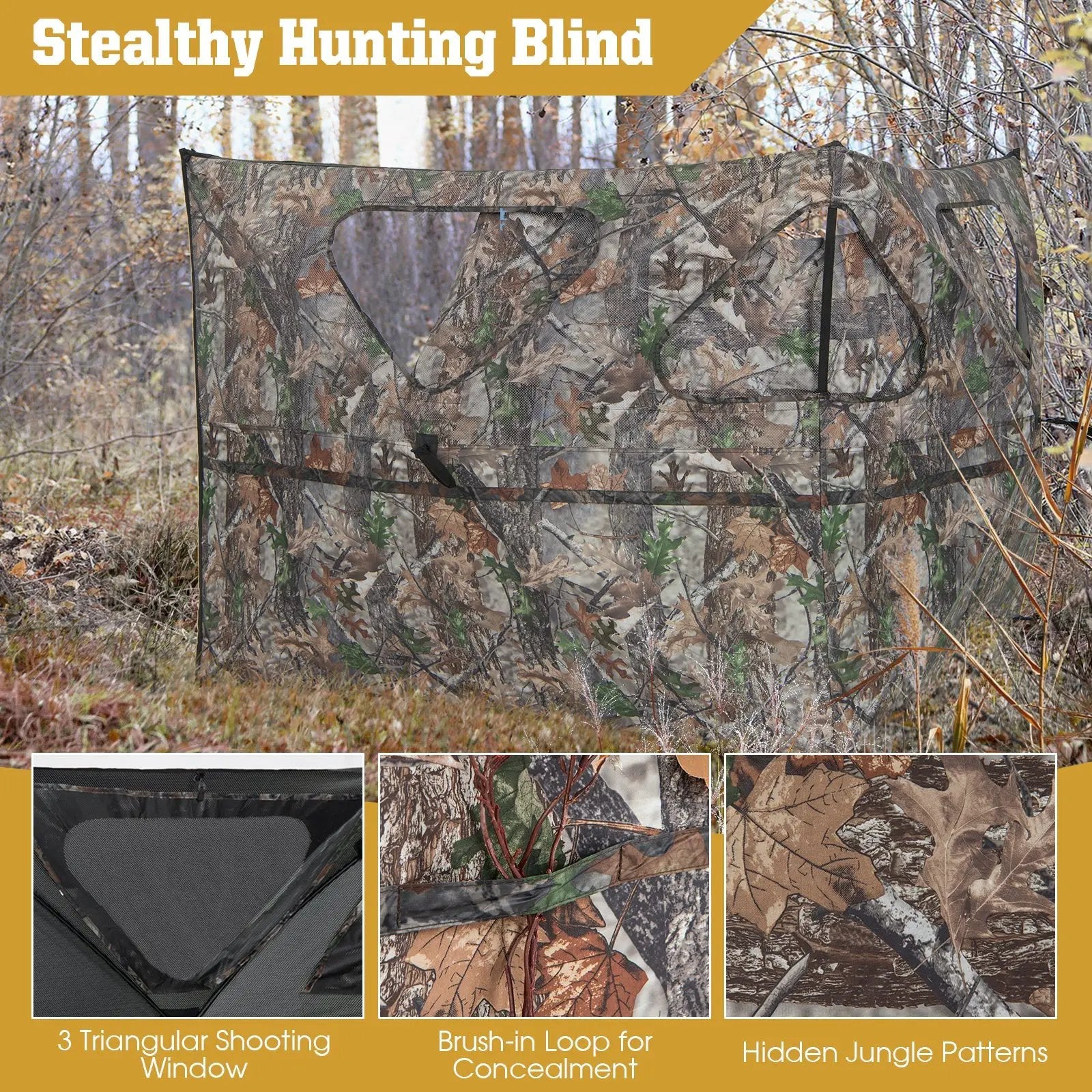 2-Panel Hunting Ground Blind Pop Up Fence with 3 Shoot Through Ports by DirectDeals
