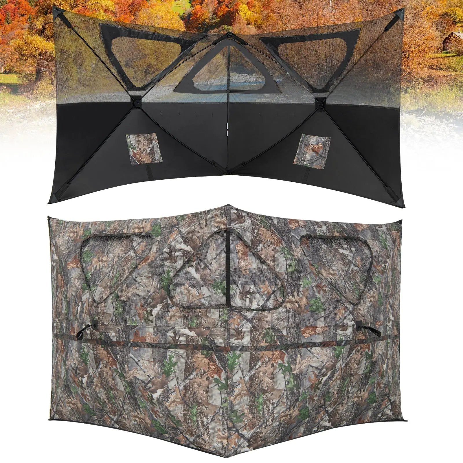 2-Panel Hunting Ground Blind Pop Up Fence with 3 Shoot Through Ports by DirectDeals