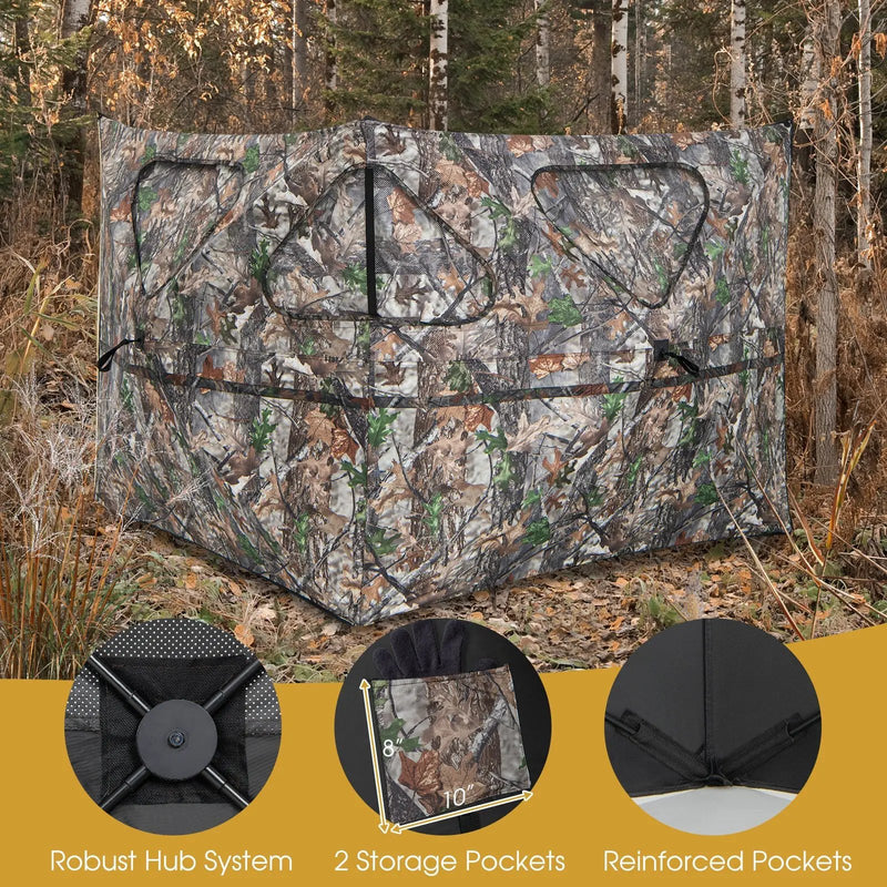 2-Panel Hunting Ground Blind Pop Up Fence with 3 Shoot Through Ports by DirectDeals