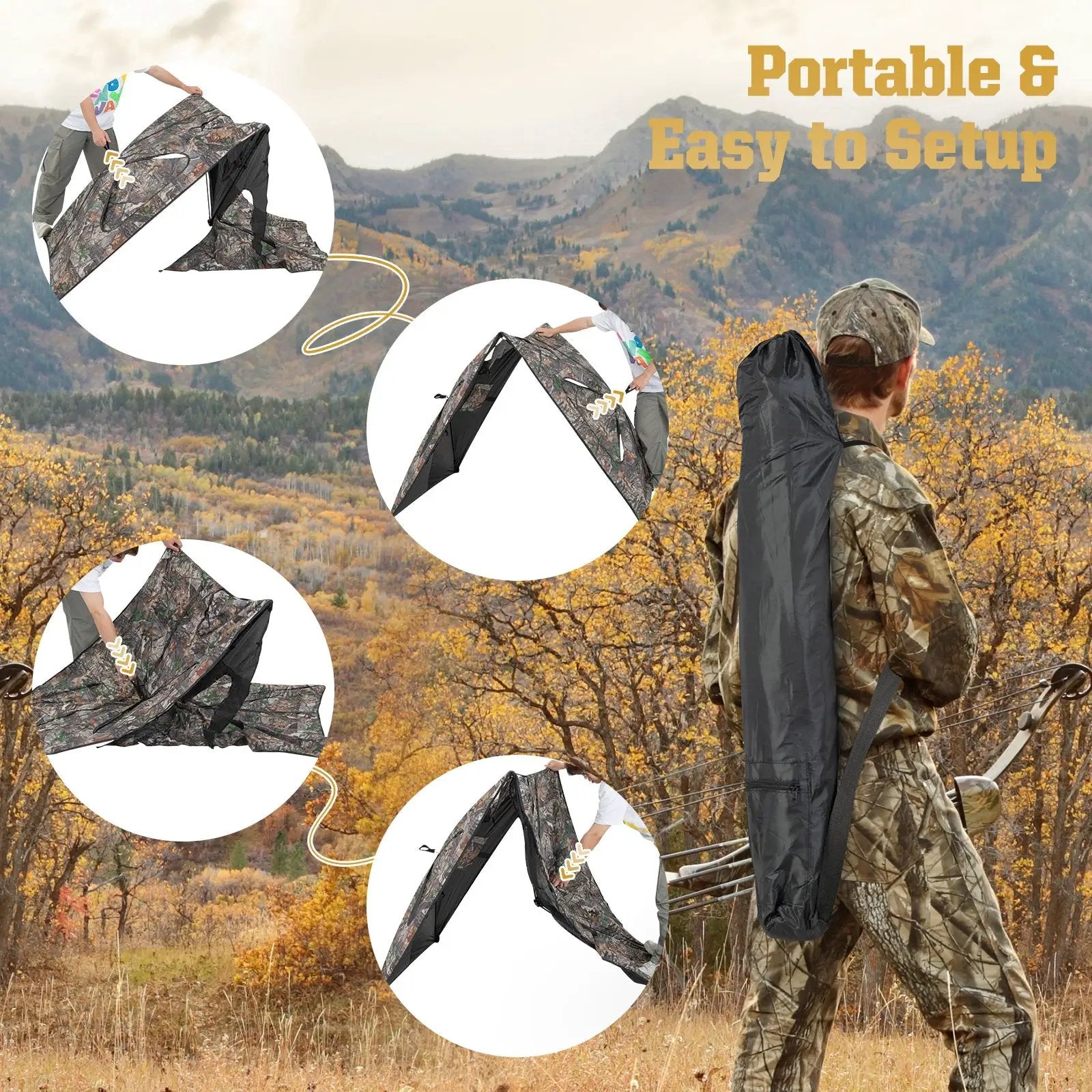 2-Panel Hunting Ground Blind Pop Up Fence with 3 Shoot Through Ports by DirectDeals