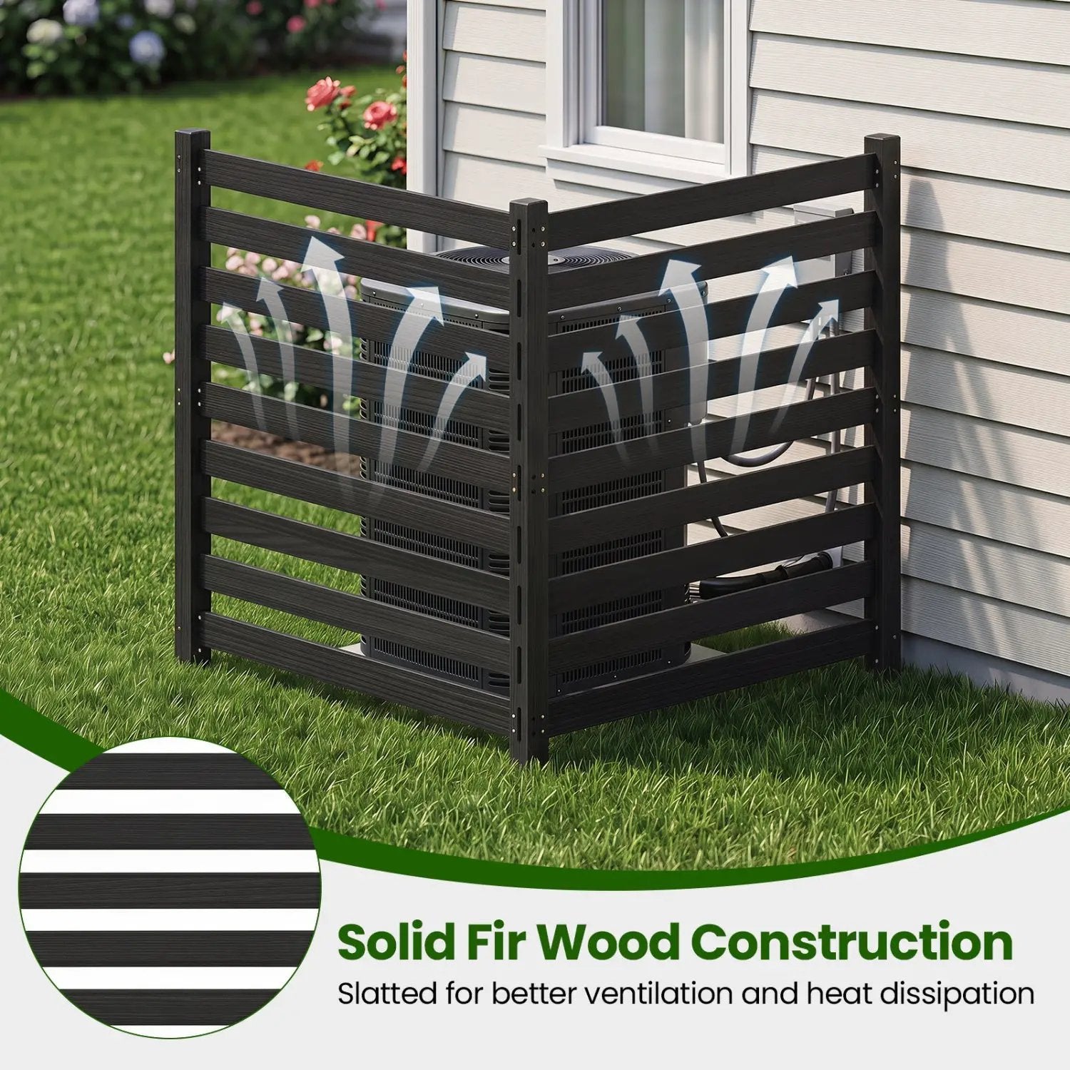 2-Panel Wooden Outdoor Privacy Fence with Ground Stakes by DirectDeals