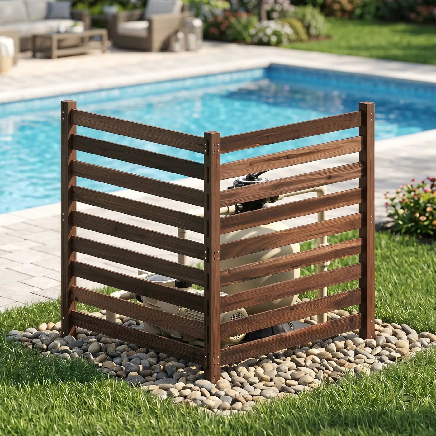 2-Panel Wooden Outdoor Privacy Fence with Ground Stakes by DirectDeals