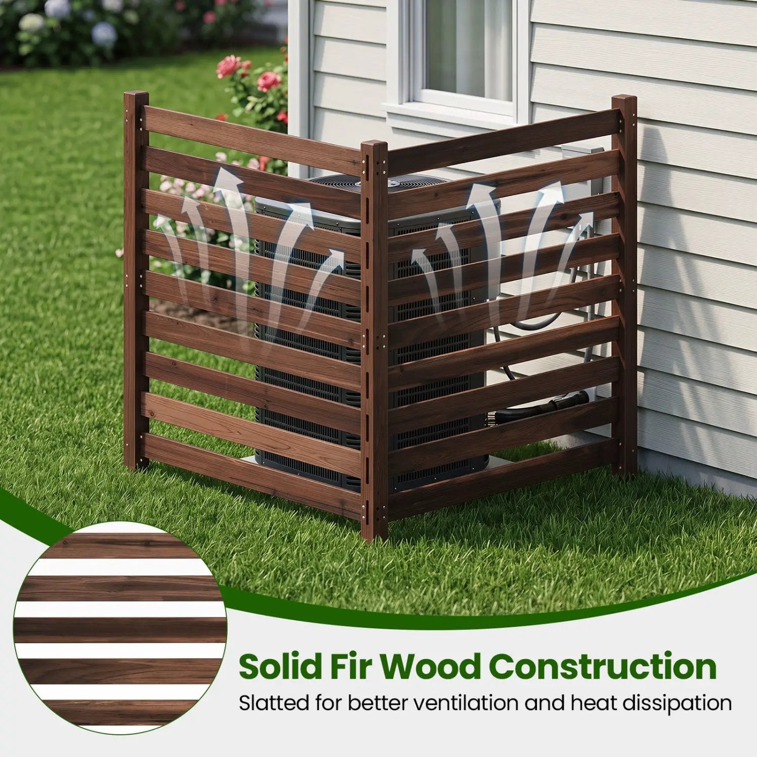 2-Panel Wooden Outdoor Privacy Fence with Ground Stakes by DirectDeals