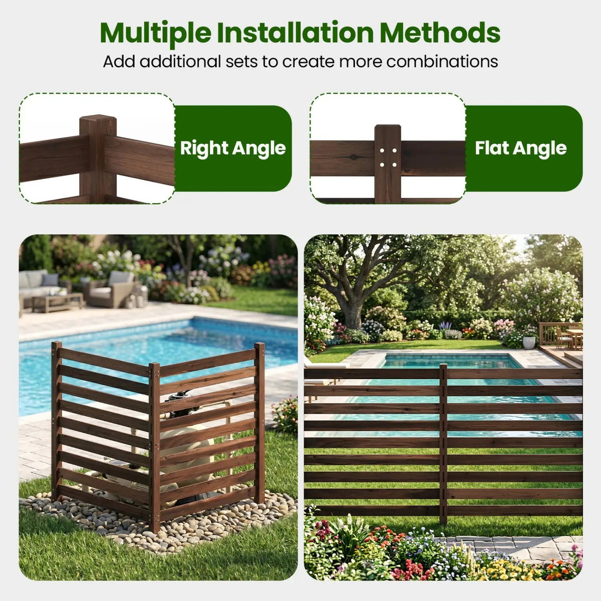 2-Panel Wooden Outdoor Privacy Fence with Ground Stakes by DirectDeals