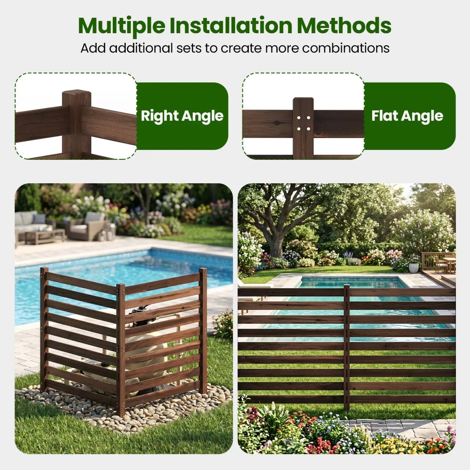 2-Panel Wooden Outdoor Privacy Fence with Ground Stakes by DirectDeals