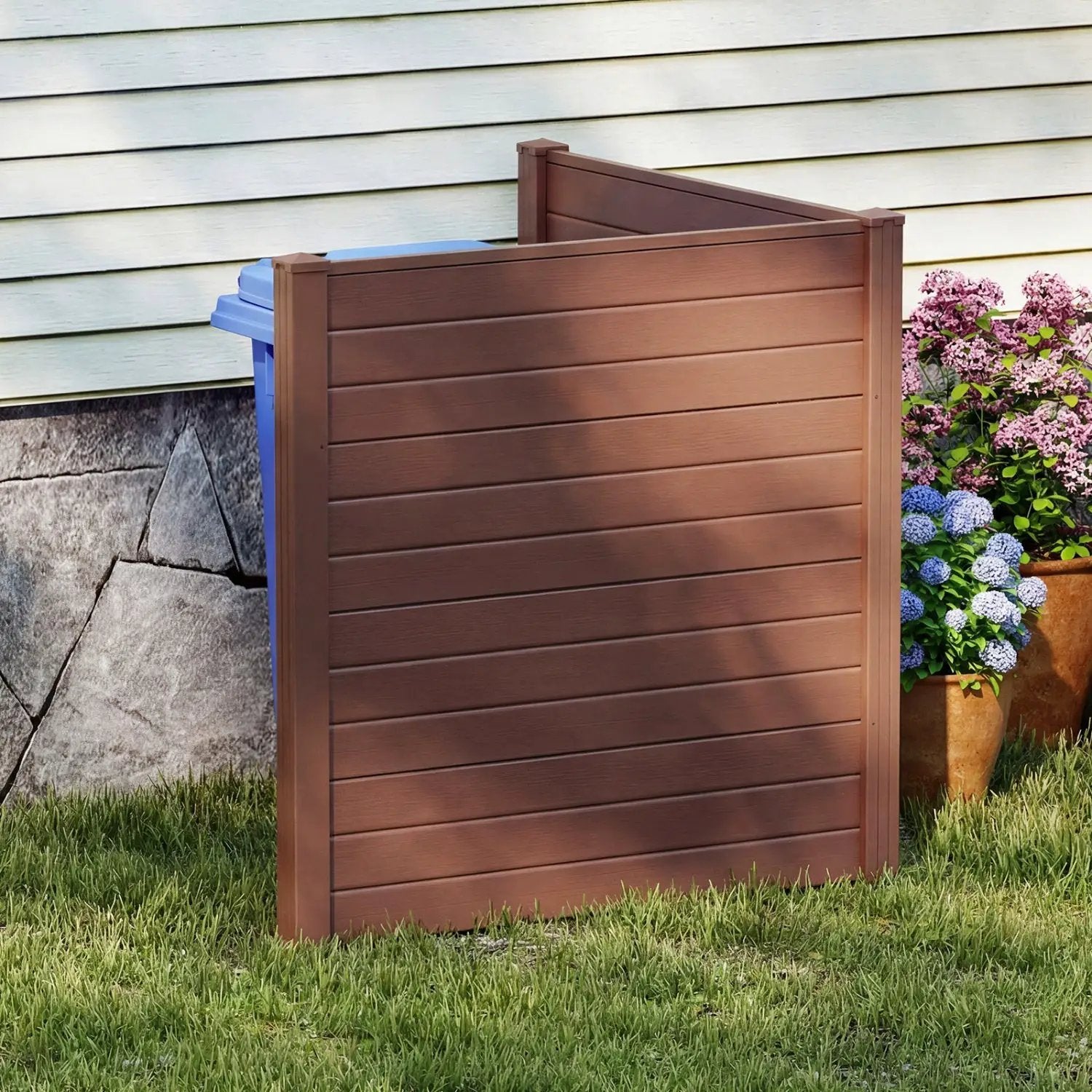 2 Panels 48 x 48 Inch Air Conditioner Trash Can Pool Equipment Enclosure-Brown by DirectDeals